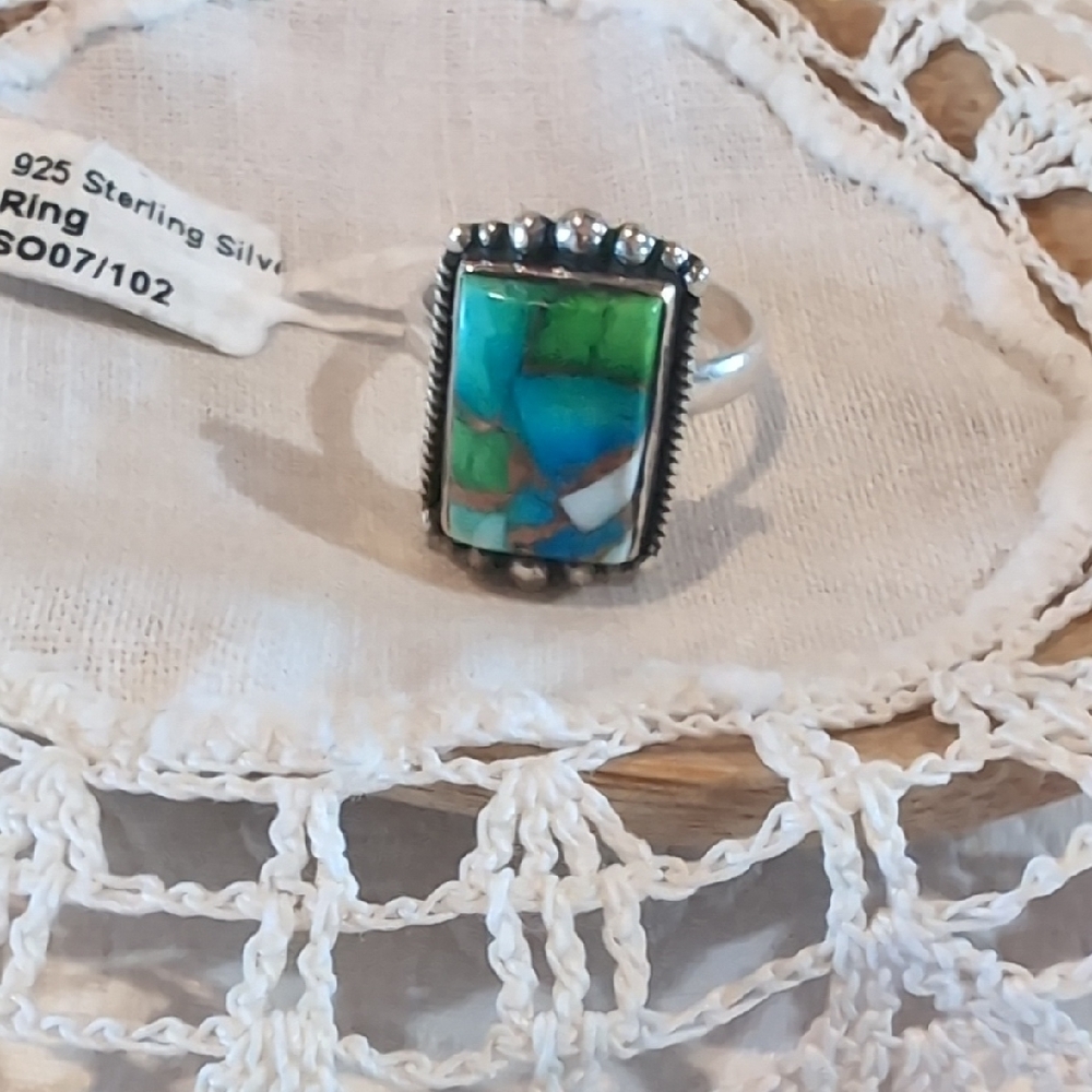 Peacock Dahlia Turquoise Ring
